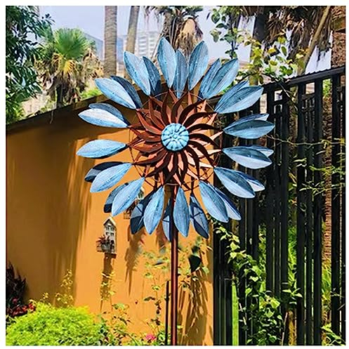 Windrad Metall Garten, 213 cm Windrad Edelstahl, 360° Grad Drehbar WindmüHlen Garten, FüR Den AußEnbereich,Terrasse, Rasen