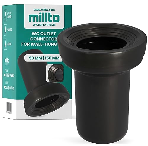 Millto™ Raccord mural 90 x 150 mm pour WC - En polypropylène - Montage encastré