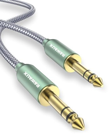 RAWAUX Cavo Chitarra Elettrica, Cavo Jack Audio per 6.35mm TRS Cavi per Strumenti Bilanciato in Nylon Intrecciato per Chitarra, Basso, Microfono, Amplificatore, Mixer (TRS - 6.35mm, 3m)