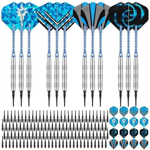 Deetenks Soft Tip Darts Set 12 Pack 18 Grams Darts Soft Tip Set Professional Darts Bar Dart Plastic Tip Darts Set for Dartboard