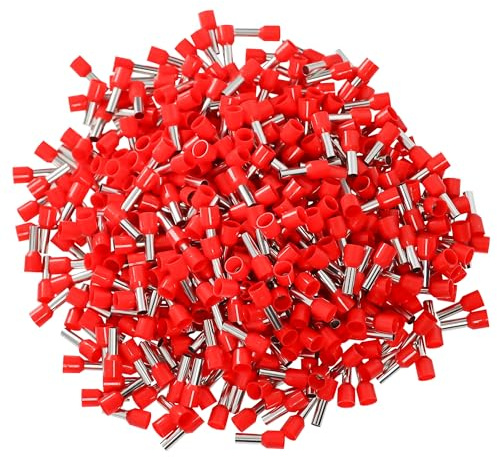 Aderendhülsen 10mm², rot, isoliert, Hülsenlänge 12mm, Gesamtlänge 22mm, 500 Stück