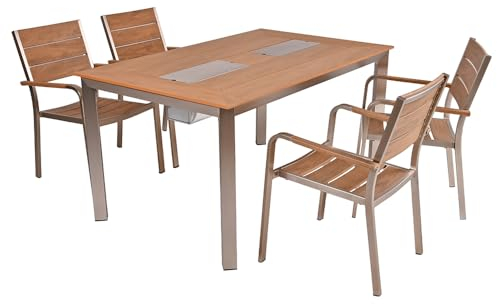 Lomadox Garten Tischgruppe 5-TLG. mit integrierten Eisbehältern