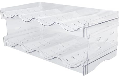 Pyhodi Portabottiglie Impilabile per Vino e Acqua, Organizzatori per Bottiglie di Vino da Frigo da Terra Portabottiglie in Plastica Trasparente per Armadietto Frigorifero Dispensa (4