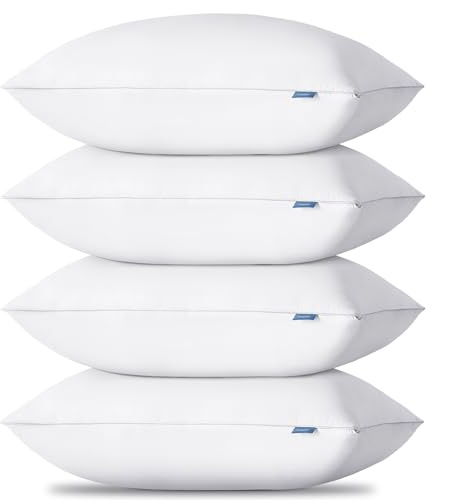 CozyLux Pillows Standard Size Set of 4, Hotel Quality Bed Pillows for Sleeping 4 Pack, Cooling Pillows for Side Back and Stomach Sleepers, Down Alternative Luxury Soft Supportive Pillows (18x26)