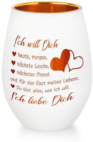 Belillpipi Valentinstagsgeschenk für Sie, Valentinstag Gesschenke für Freundin, Windlicht mit Gravur Ich Liebe Dich Geschenke für Ehefrau, Teelichthalter Jahrestag Geburtstagsgeschenk für Frauen