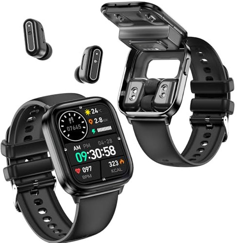 findtime Montre Connectée Homme Grande Écran 1.35 Ecouteurs intégré Bluetooth sans Fil Casque Intégré Montre TWS Montre Sport Homme Smartwatch Appel IP67 Etanche Contrôle Tactil Noir