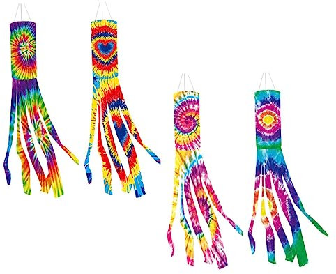 BCOATH 8 Piezas De Secador De Pelo Tie-dye Colgante Del Festival Decoración Aire Manga De Viento Del Festival Del Jardín Decorativa Aire Poliéster