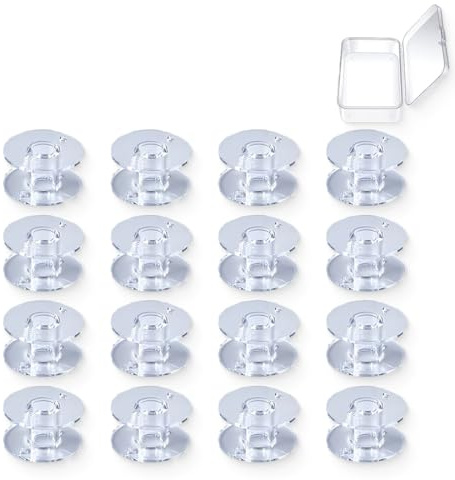 JEYORZY 16 Stück Plastikspulen, Nähmaschine Spulen, Transparente Nähmaschinen Spulen Nähmaschine Spulen Kunststoff, Kunststoff Nähmaschine Spulen Zubehör Unterfadenspulen, für Die Meisten Nähmaschinen