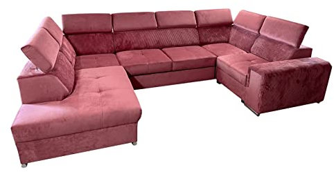 All4All Ecksofa mit Schlaffunktion Fondi VI - Wohnlandschaft in U-Form 330x200 cm - XXL Sofa Groß - Schlafsofa mit Bettkasten - Farbe wählbar - Seite Links - Modern - verstellbare Kopfstützen 19