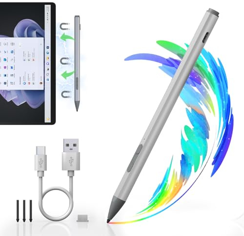 Surface Pen für Surface Pro 11/10/9/X/8/7+/7/6/5/4/3,USB-C Schnellladung Surface Stift für Surface Go/Book/Laptop, 4096 Druckempfindlichkeit & Palm-Rejection