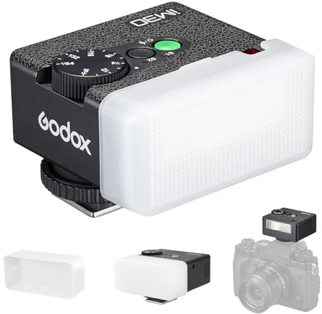 Godox iM30 Mini Flash with Diffuser for Canon, Nikon, Sony, Fuji, Olympus Single-Contact Hotshoe Cameras, Speedlite GN15, 7-Level Power Adjustment, 230 Flashes, S1/S2 Optical Slave Modes