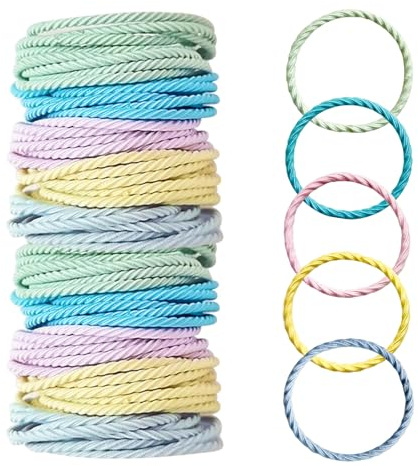 100 Pcs Hair Bands Elastic Hair Ties 2mm, Ponytail Holders | Bobbles for Women and Girls, Soft Stretch Hair Accessories (Spring Colors)