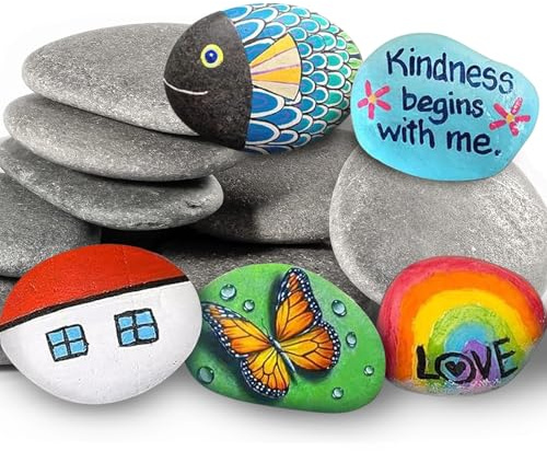 10PCS Painting Rocks, 5-8cm Flat Pebbles Painting Stones for Arts and Craft, Smooth Stones Decorative Stones Painting River Rocks Great Painting Kit for DIY Creative Activity