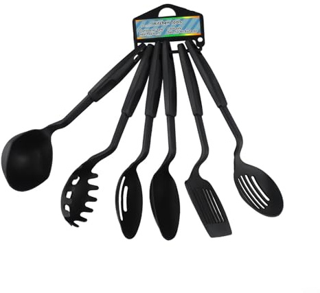Pratico set di utensili da cucina in nylon da 6 pezzi, non per friggere, cuocere al forno e per le esigenze quotidiane di cottura