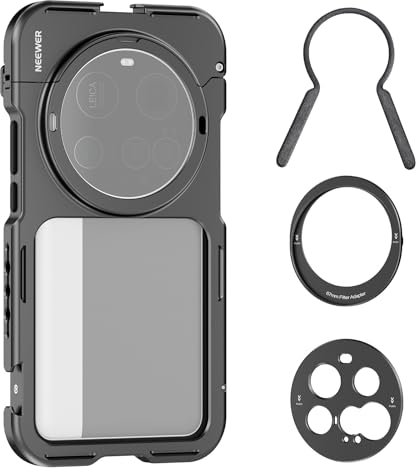 NEEWER Cage 15 Ultra, Support Stabilisateur de Téléphone à Dégagement Rapide Compatible avec Xiaomi 15 Ultra avec Adaptateur de Filtre 67mm et Plaque Arrière d'Objectif 17mm pour Vidéo, PA091 Noir