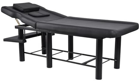 Générique Table de Spa, Table de Massage Stationnaire | Lit à épilation Lourde remplie d'éponge | Table d'esthéticienne à Cadre métallique avec réglable pour la Coiffure Spa esthétique