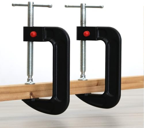Ductile Iron 4-Inch Quick Release C-Clamp Heavy Duty Woodworking Clamp with Steel Sliding T-Bar for DIY Projects and Tight Spaces Black(2PCS)