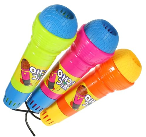 BESPORTBLE Micrófono de Juguete de Plástico Eco para Niños, Set de 3 Piezas, Tamaño Compacto, sin Pilas, Accesorio Adecuado para Fiestas Infantiles y Juegos Recreativos Color Aleatorio
