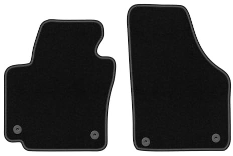Velours-Fußmatten vorne passend für Volkswagen Golf Plus 2005-2014, Schwarz | passend für Minivan; dünner Velours-Teppich (Polypropylen), ca. 4 mm; rutschfest, vormontierte Befestigungen (Typ AVOWAL)