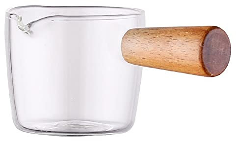 NEBE Bricco Latte Vetro di Latte Brocca con Manico Crema Espresso Sugar Bowl Mini Sciroppo Pot Cucina Domestici Salsiera Adatto for caffè tè sciroppo d'Acero Salsiera(M)