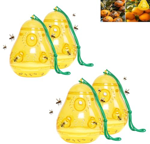 Wespenfallen zum Aufhängen für draußen, bienenfalle für draußen, Bienenfalle zum Hinhängen & Hinstellen, – wiederverwendbar, wetterfest, für Garten, Hof und Terrasse (2er-Pack) (2, orange Farbe)