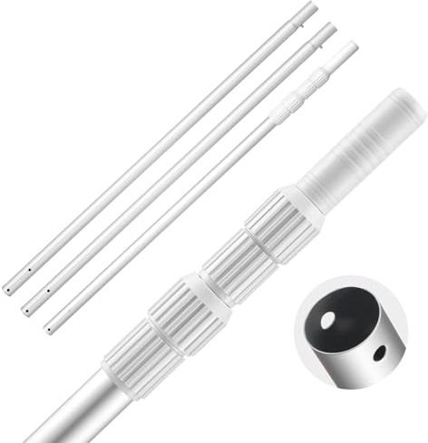 VEVOR Palo per Piscina, 1 a 4,6 m, Asta Telescopica Professionale Regolabile con 2 Aste di Prolunga, Asta di Pulizia per Spazzola, Testa di Aspirazione, per la Pulizia delle Piscine