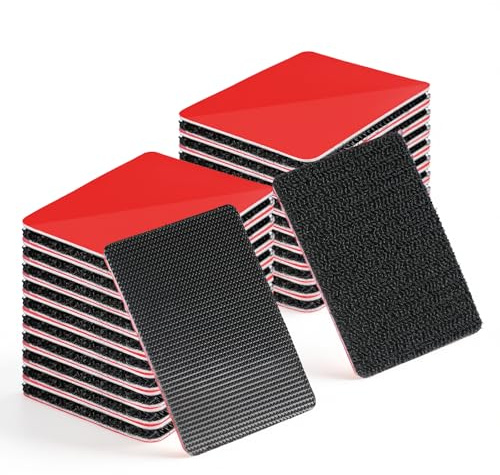 LLPT Klettband Selbstklebend Extra Stark 20 Stück 40 x 50mm | Streifen mit Extrem Starkem Klebepad, Doppelseitige Klettverschlüsse für den Lnnen- und Außenbereich