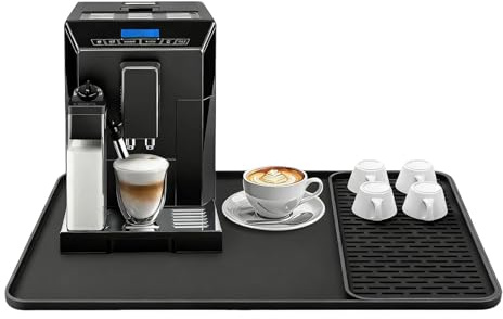 Coffee Mat, Large Silicone Coffee Bar Mat, Large Silicone Mat Under Coffee Machines 61x40.5cm with Raised Edges Stackable 19x40cm for Coffee Machines and Kitchen Countertops
