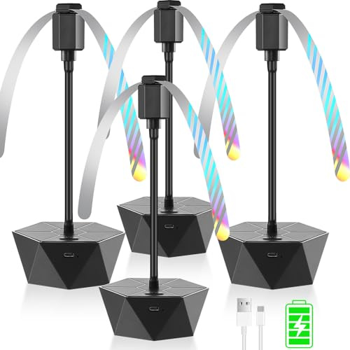 chemotex Fly Fans for Tables Rechargeable, Table Top Fly Spinner to Keep Flies Away from Food, Portable Fly Repellent Fan with Soft Stop Blades for Outdoor, Picnic, Patio & BBQ (Black, 4Pack)