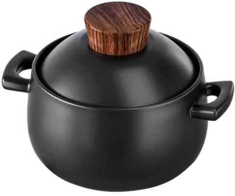 HOMOCONO Pentola di Coccio in Ceramica da 2,5l con Manico Spesso e Resistente al Calore, Casseruola per Stufati e Cucina Domestica a Fuoco Diretto