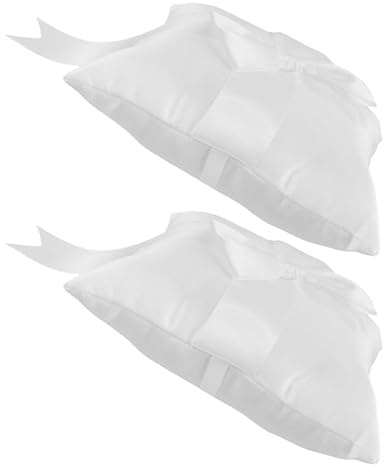 Housoutil Coussin d'alliances nœud cérémonie 2 pièces en Tissu Blanc, Usage Polyvalent pour présentation d'anneaux Lors de fêtes de Mariage