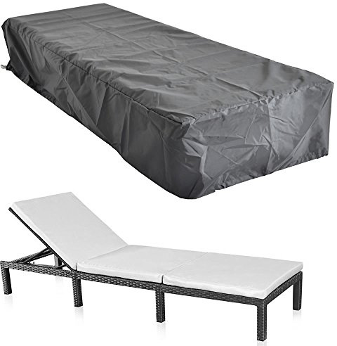 Melko Schutzhülle Gartenliege Abdeckung 210x67x30 cm wetterfest Gartenmöbel | aus abwaschbarem Polyethylen in Schwarz, Kordelzug gegen Verrutschen bei Wind, schützt vor Regen, Schnee und Sonne