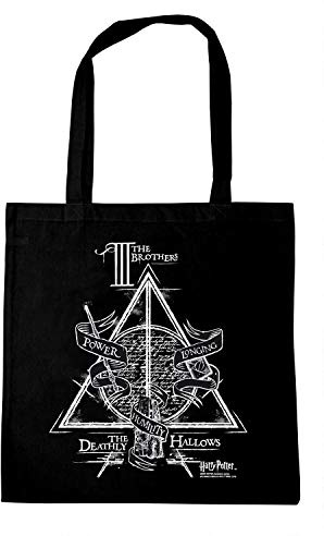 Logoshirt® Harry Potter The Three Brothers Logo Baumwolltasche 38x42 cm | Offiziell lizenziertes Harry Potter-Merch, Deathly-Hallows-Motiv, 100% Baumwolle, bedruckt, lange Henkel, ideal für Alltag