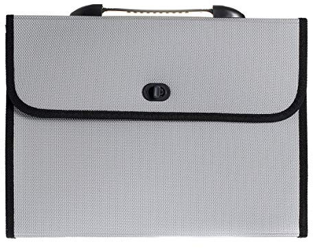 A4 Cartelle Porta documenti espandibili con maniglia telescopica, PP Archivio Divisore Documenti Fisarmonica, espansione portadocumenti Scatola ufficio Scuola, Impermeabile, grigio TKD8001 grey