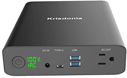 Krisdonia 130W / 60000mAh Generador de energía eléctrico portátil - 1x AC Toma de energia - 2X USB (Quick Charge 3.0) - 1x USB Type-C - Power Bank para Teléfono/Tableta/Computadora/Drone/Cámara