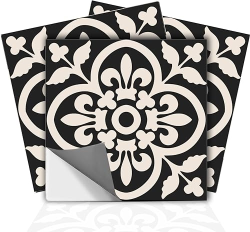 Bleucoin Encaustic Peel and Stick Tile Stickers for Kitchen Backsplash Bathroom- Waterproof Removable Eco Friendly Decals, DIY Vinyl Murals Pack of 24 pcs (4.25x4.25 Inch)