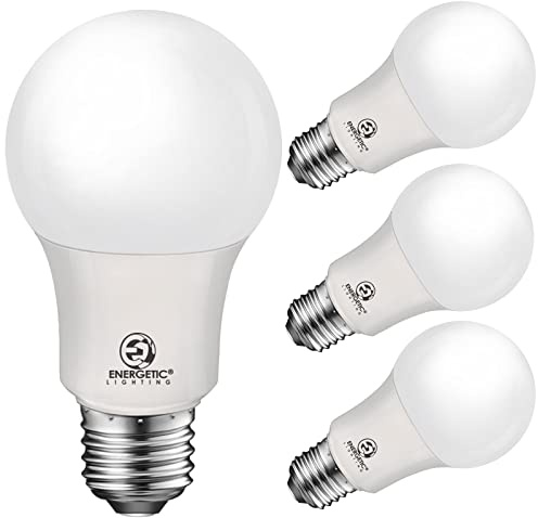 Energetic Lighting 40W Equivalent A19 LED Light Bulb, Warm White 3000K, E26 Standard Base, ETL Listed, Non-Dimmable LED Light Bulb, 4-Pack