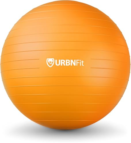 URBNFit Exercise Ball - Yoga Ball in Multiple Sizes for Yoga, Pilates, Pregnancy, Stability - Anti-Burst Swiss Balance Ball w/Quick Pump – Office Ball Chair for Home and Gym – 26 Inch - Orange