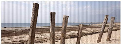 Wallario Duschmatte Antirutschmatte Badmatte Fußmatte Sandstrand mit Holzpfählen am Atlantischen Ozean, Größe ca. 180 x 65 cm