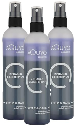 Anti Gelbstich Silber Spray für blondes und graues Haar (3x 200ml) | 2 Phasen Silberspray Conditioner spendet dem Haar Feuchtigkeit, gibt Glanz und verbessert die Kämmbarkeit