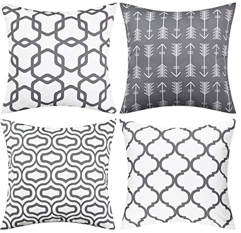 Alishomtll 4er Set Dekorativ Kissenbezug Sofakissen Outdoor Kissenbezug Zierkissenbezug Kissen Kissenhülle für Sofa Büro 45 x 45 cm, Grau