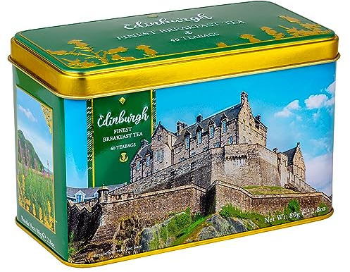 New English Teas Edinburgh Castle Tea Caddy with 40 English Breakfast Teabags