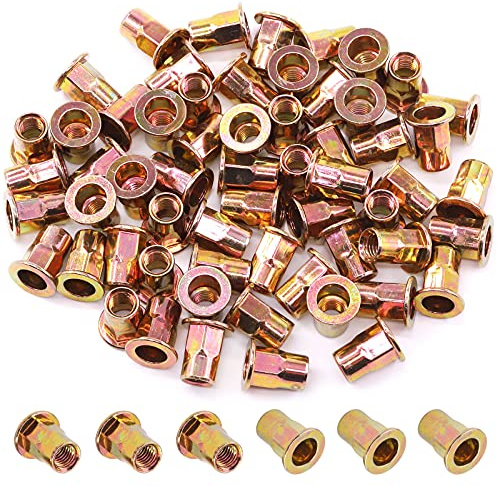 Mardatt Metric Hex Rivet Nut Assortment Kit Carbon Steel Hex Rivnut Flat Head Threaded Insert Nutserts (M8-60pcs)