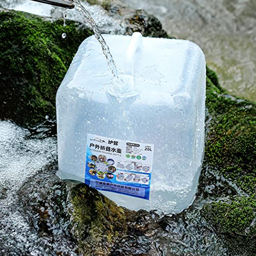 0℃ Outdoor Bidón de Agua con Grifo, 20L Bolsa de Agua Potable Portátil Depósito de Agua Contenedores, Bidón Plegable con Asa y Tapa de Rosca, Depósito de Agua Potable para Camping, Senderismo