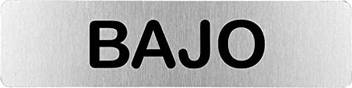 Becral® - Señal de acero inoxidable BAJO | Placa puerta | Señal informativa | Cartel Puerta 200X50mm (ref.RD707117)