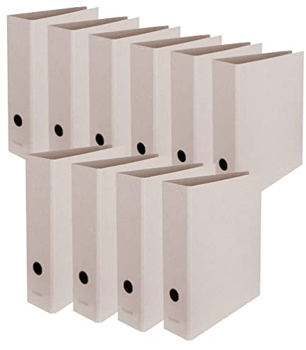 Original Falken 10er Pack Vegan-Ordner Pure Raw. Made in Germany. 8 cm breit DIN A4 Grau naturbelassen puristisch umweltfreundlich Öko Aktenordner Briefordner Büroordner Pappordner Schlitzordner