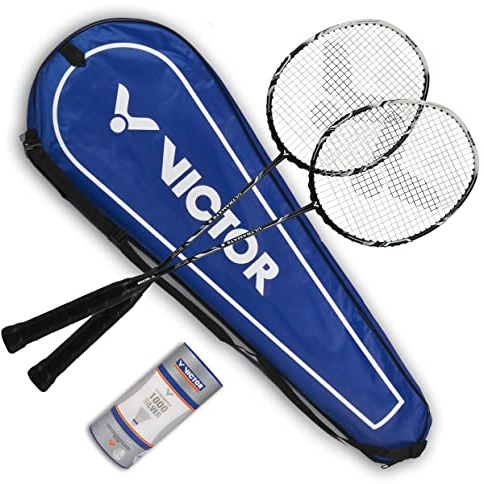 VICTOR Ultramate 8 Badmintonset, 100% Graphit, schwarz/weiß, ‎70 cm