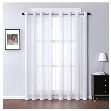 Aotiwe Küchengardinen Modern Zweiteilige, Vorhang Weiß mit Ösen Streifen Polyester 2 Stücke 137X244cm