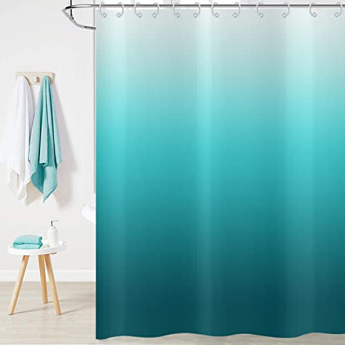 Hnmdmyi Duschvorhang Türkis 180x180, Aqua Ocean Abstrakt Teal Blau Ombre Moderne Badewanne Vorhang Wasserdicht Polyester Stoff Waschbar Badevorhang für Badezimmer mit Haken