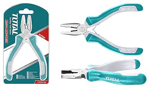 TOTAL - Mini pinza universale | 115 mm | Ideale per Elettronica e Meccanica Delicata | Compatto e versatile | Massima precisione | Realizzato in cromo vanadio | Manico bimateriale